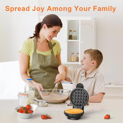 CROWNFUL Mini Waffle Maker, 4" Chaffle Maker with Non-Stick Surface, Easy to Clean, Recipe Guide Included
