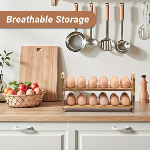Countertop 24-Hole Counter Yuoyar Wooden Fresh Egg Holder - Stackable egg storage for Gathering Fresh Eggs - Egg Rack