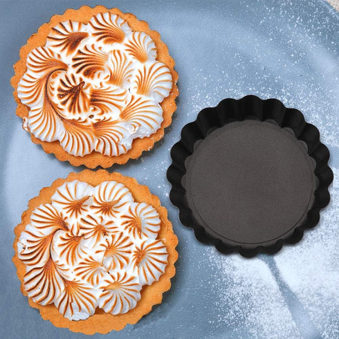 Mini Tart Pan Set of 6, Non-Stick 4 Inch Quiche Pan, Removable Bottom Tart Pan for Pies, Quiche Bakeware, Desserts
