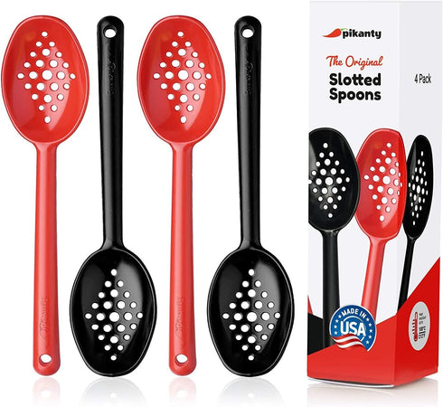 Small 7-Inch Slotted Serving Spoons, Pack of 4, Perfect for Olives, Pickles & Condiments, Sturdy & Versatile