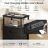2 Nightstand with Charging Station, Bedside Table with USB Ports & Outlets, Small Dresser End Table with Fabric Drawer