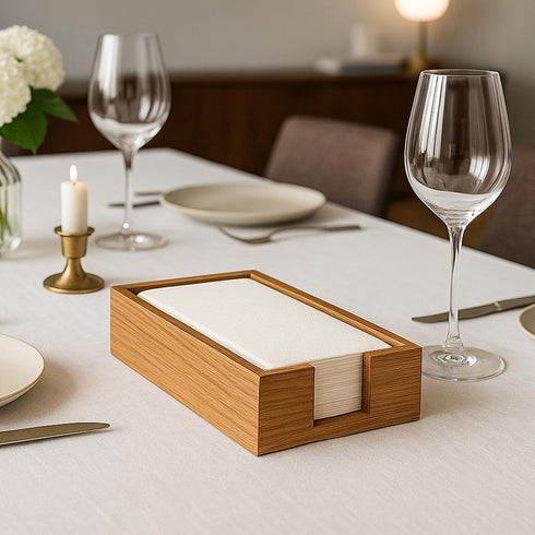 Countertop Acacia Wood Guest Towels Holder for Bathroom Napkin Holder Hand Towel Tray Flat Cocktail Napkins Holder