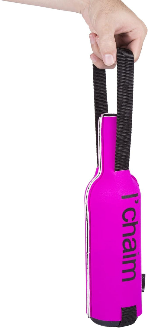 Creative Home Neoprene Single Wine Carrier, Champagne Bottle Protective Travel Gift Bag, 5-1/8" W x 11-3/4" H, Pink