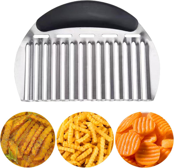 JAYVAR Large Crinkle Cutter French Fry Cutter, Large Crinkle Potato Slicer Wavy