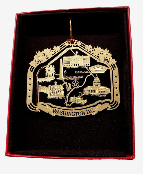 Nations Treasures Washington D.C. Souvenir Brass Christmas Ornament Gift - Capitol White House Monuments