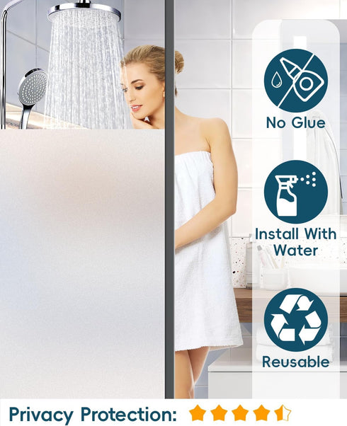 Frosted Glass Window Film Decorative, Bathroom Window Privacy Film for Glass Windows Cover, Static Cling, Removable, Reusable, Anti-UV, Anti-Glare, Heat Blocking, 17.5 by 78.74 inch by Dwersty