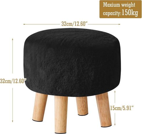 Office,12.6" D12.6" W12.6" UHBD035B YMYNY Round Pouf Ottoman Small Foot Stool Faux Fur Foot Rest for Couch Modern Boho