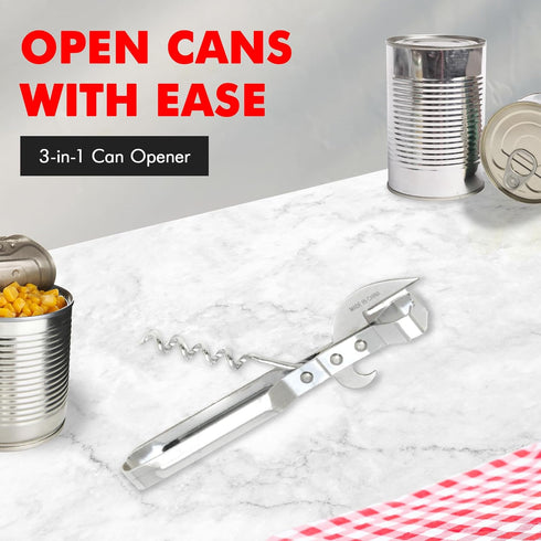 Chef Craft Select Stainless Steel 3-in-1 Can Opener, 6 Inches