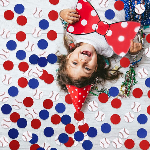 Red&Blue&White 100Pcs Baseball Confetti, Baseball Party Table Decorations for Baby Shower Birthday Party Supplies