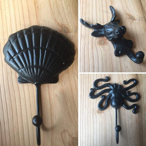 Wall Hooks Heavy Duty, Decorative Cast Iron Whale Tail Nautical Wall Coat Hook, Utility Hanging Hook