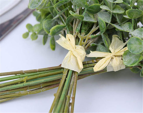 Artificial Eucalyptus Leaf and Babys Breath Bouquets for Wedding Party Home Decor, Pack of 1 (White)