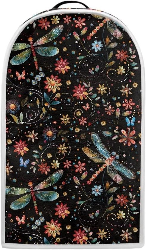 Floral Dragonfly Kitchen Appliance Cover, Anti-Fingerprint Fabric, Stand Mixer or Coffee Maker with Top Handle