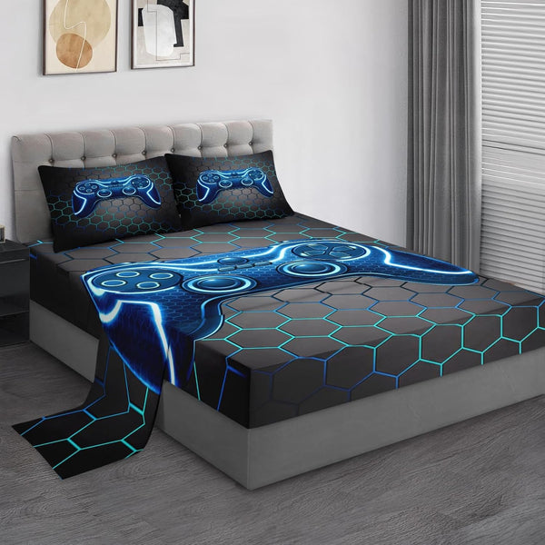 Pamnest Twin Size Bed Sheet Sets, Vintage Gaming Kids Soft Microfiber 3