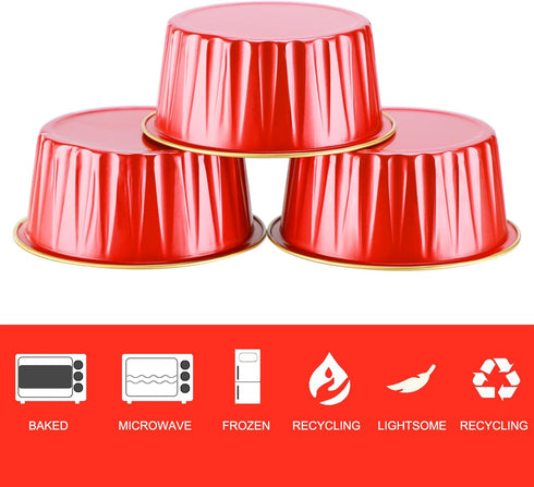 EUSOAR Dessert Cups with Lids, 30pcs 5oz Disposable Aluminum Ramekins for Baking, Mini Cheesecake Pan