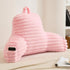 Memfydu Faux Fur Fluffy Pink Reading Pillow with Pockets, Luxury Striped Plush Decorative, Arm Rests and Back Support