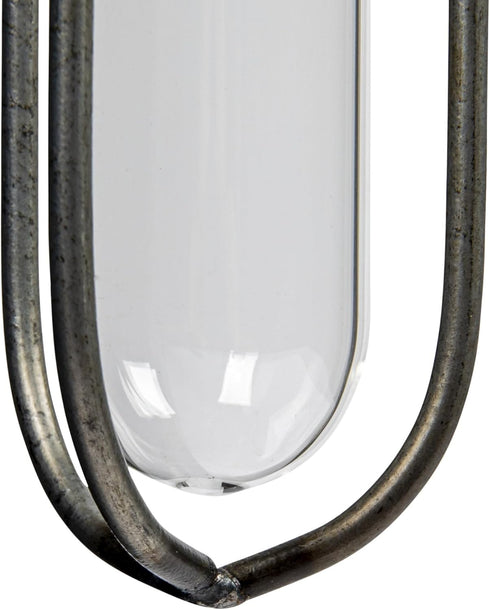 Creative Co-Op Small Hanging Metal & Glass Test Tube Vase