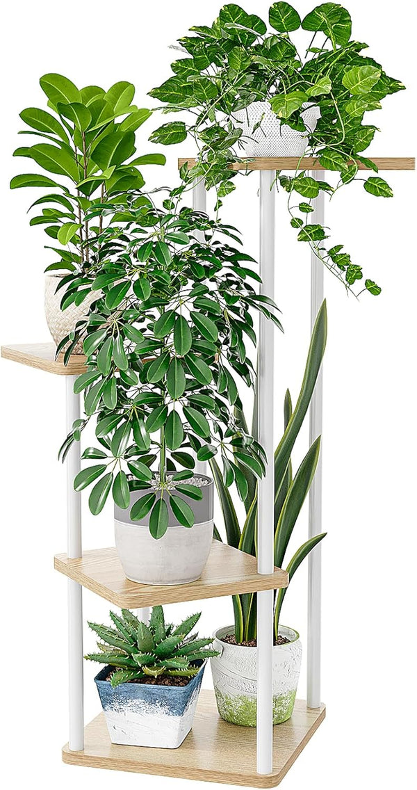 Bamworld Small Plant Stand Indoor 4 Tier Metal Plant Shelf for Multiple