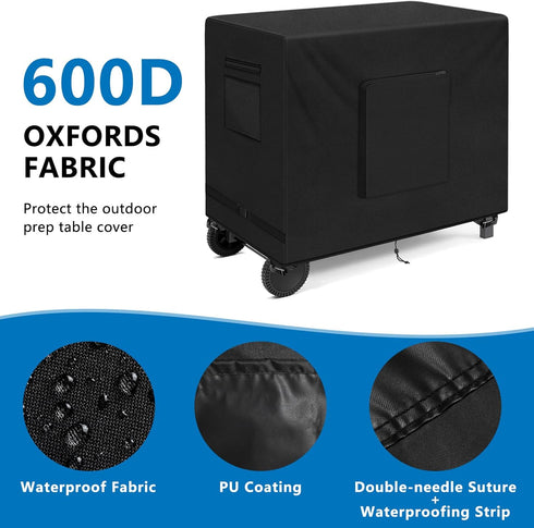 48 Inch 600D SIRUITON Outdoor Bar Cart Cover for BBQ Food Prep Table, Heavy Duty Oxford Fabric Outdoor Dining