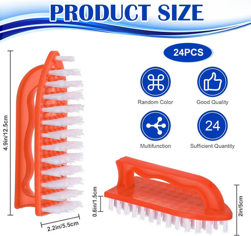 24 Pack Scrub Brushes for Cleaning, Comfort Grip Stiff Bristles Household Cleaning Brushes for Kitchen Bathroom