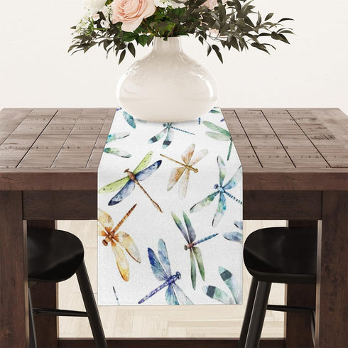 Aglebo 108 Inches 13 108 Inches Cute Dragonfly Table Runner Washable Table Runners Long Kitchen Dining Table Decoration