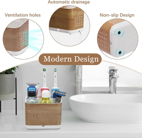 Toothbrush Holders for Bathrooms, Kids Electric Toothbrush and Toothpaste Organizer, 4 Slots Caddy for Countertop