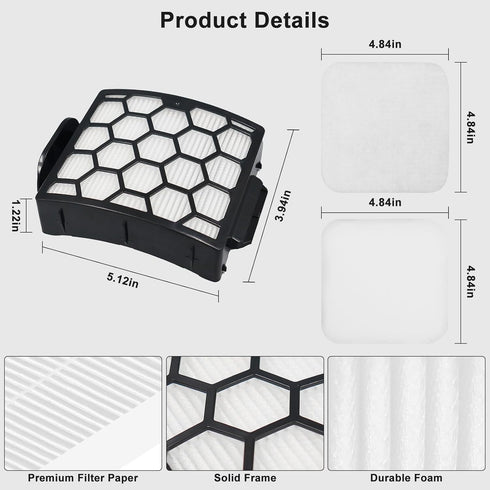 LA502 Filter Replacement for Shark LA502, LA322, LA301, LA300, LA455, LA702 Rotator Lift-Away Vacuum