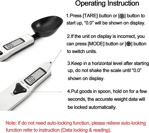 JOYIT Digital Spoon Scale 500g/0.1g - Stainless Steel Food Measuring Scale, Small Baking Scale with LCD Display