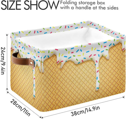 15x11x9.5inch, 2 Pack Ice Cream Cone Storage Bin - Large Canvas Bin