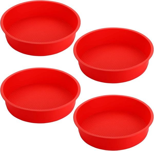 Bekith 4 Pack 9" Round Silicone Cake Pans, Quick Release Baking Molds for Layer Cake, Cheese Cake & Chiffon Cake