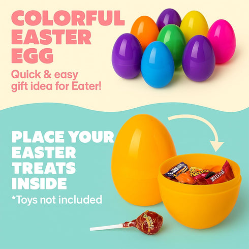Celmuron 6 Pack 6'' Jumbo Fillable Easter Eggs Giant Plastic Easter Eggs with Flat Bottom, Bright Colorful Refillable