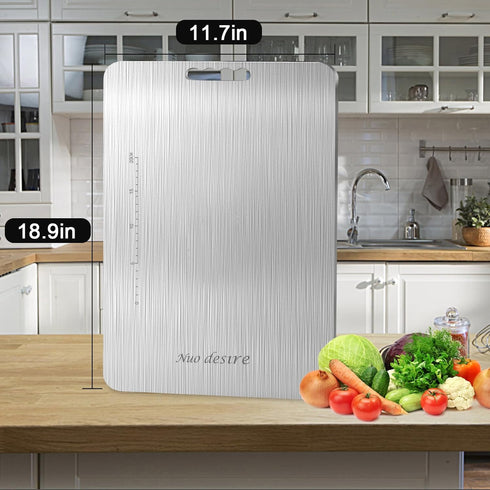 Nuo desire (11.7 18.9 Titanium Cutting Board Large for Kitchen, New Upgrade Titanium Steel Double Sided Food-Grade