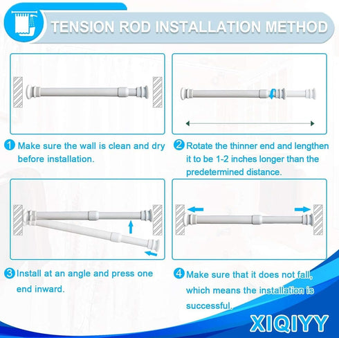 Small Tension Rods 16 to 28 Inch, Adjustable Shower Spring Tension Rod for Windows