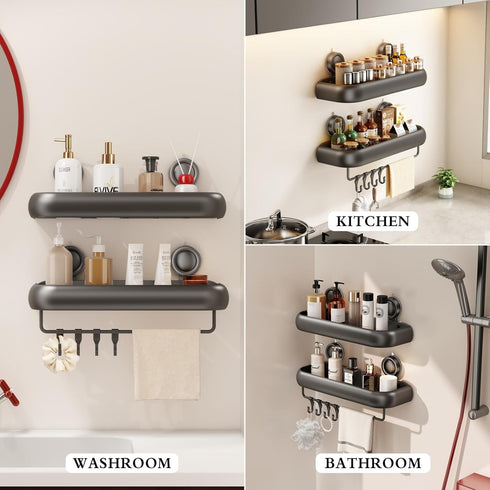 2 Pack CICUFY Shower Caddy Suction Cup, No Drilling Corner Shower Shelves, Rust Proof Bathroom Storage Organizer