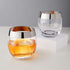 Viski Irving Chrome Rim Crystal Lowball Tumblers - Set of 2, 9 oz Gold Rimmed Cocktail Glass Gift Set