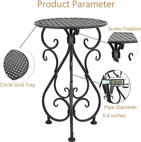 17" Black(1 Pack) NAKUPE Plant Stand Indoor & Outdoor Flower Pot Stand Tall Metal Plant Table,Single Planter Holder