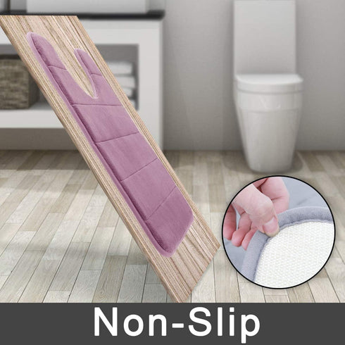 Yimobra Memory Foam Toilet Bath Mat U-Shaped - 24 X 20 Inches, Soft Non-Slip Rug, Mauve