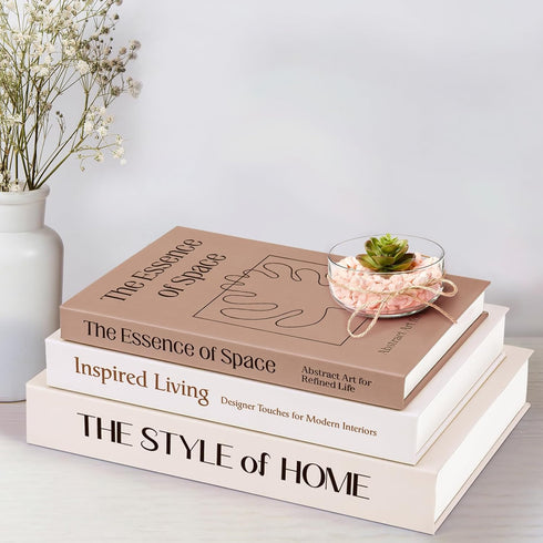 Set 3 XKDOUS of Aesthetic Decorative Books for Home Decor Coffee Table Books Hollow Keepsake Photo Storage Boxes Modern