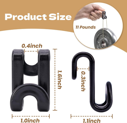 Mlici Clothes Hanger Connectors - 60 Pcs Heavy Duty Plastic Mini Hooks for Space Saver Closet Organizer, Black