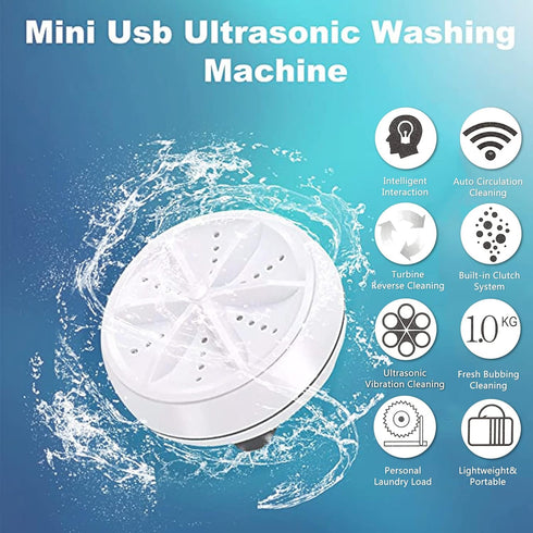WAQIA Mini Washing Machine Portable Ultrasonic Turbine Washer, Portable Washing Machine with USB for Travel Business Trip or College Rooms
