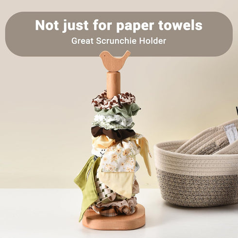 Cute Bird Wooden Paper Towel Holder, Free Standing Kitchen Roll Stand Organizer, Housewarming Gift for New Home