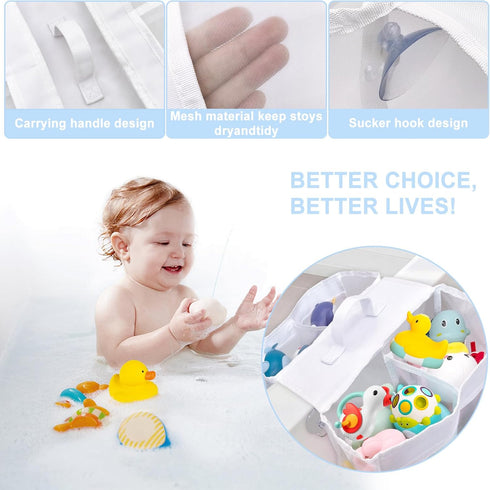 Generic 4 Cerpourt Baby Bath Toys Storage, Saddle Shape Compartment Mesh Bath Toy Organizer, Quick Access Bathtub Toy