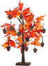 YEAHOME 24” Lighted Fall Maple Leaves Tree, 2FT Autumn Decor with 24LT Warm White LEDs, 12 Wood Acorns Ornaments,