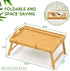 Lesnople Tray Table for Bed, Bamboo Breakfast Tray with Folding Legs and Handles, Natural Color Bed Tray with Media