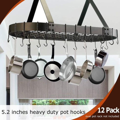 12 Pack Heavy Duty S Hooks, Black Pot Rack Holder Hanger Hooks for Hanging Kitchen Utensils, Pots, Pans, Clothes