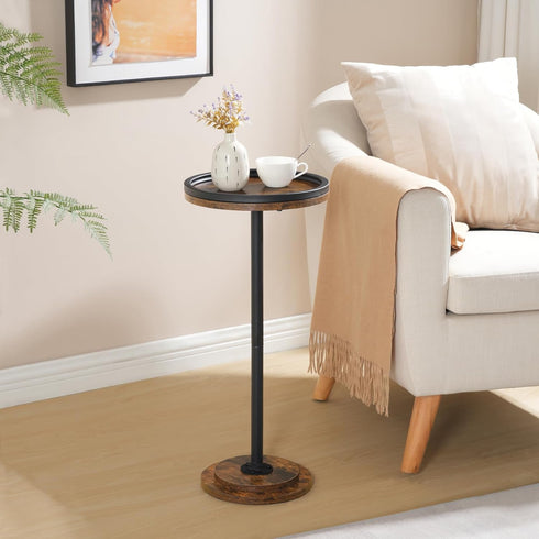 BF168BZ01 HOOBRO Small Round Side Table, Drink Table, Coffee Martini Table with Pedestal Accent for Small Spaces