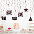 LINGTEER Happy 80th Birthday Decorations - 12 Pcs Black & Rose Gold Foil Swirls Streamer Set for Eighty Years Old Bday