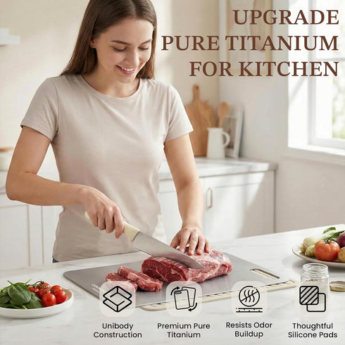 2026 15"L 11"W Titanium Cutting Board for Kitchen - New Upgraded x Pure Titanium Double-sided Cutting Boards, Hygiene