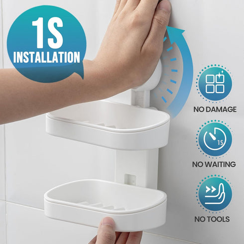 2 TAILI Soap Holder Soap Dish for Shower, Suction Cup Soap Holder for Shower Wall, Bathroom Accessories, Removable