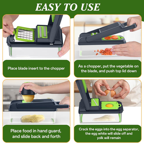 12 1 HomeHacks Vegetable Chopper Vegetable Cutter, in Kitchen Gadget, Dicer, Slicer, Onion Cutter, Salad, Cheese Grater