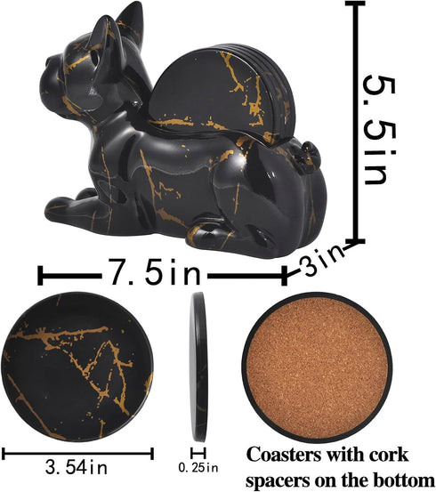 CHWUGOXI Set 4 Dog Coaster of Marble Coasters, Decorative Coasters for Dining Table Coffee Table Bar, Modern Marble